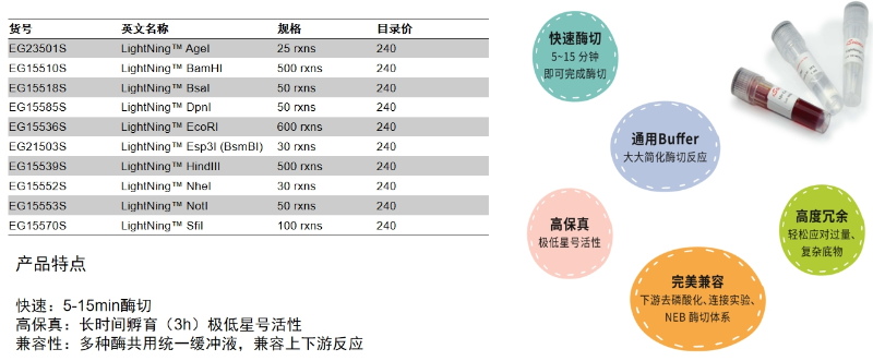 <i style='color:red'>基因克隆</i>與重組實驗中常用的限制性內切酶有哪些？